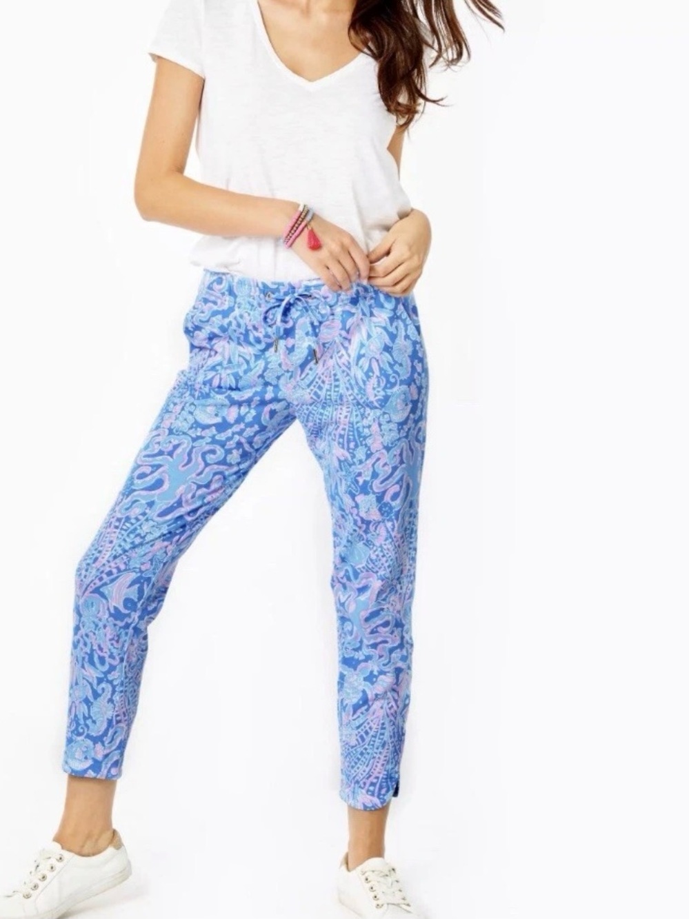 Lilly Pulitzer Blue Sea Life Print Jogger Pants Size Small - Picture 2 of 5